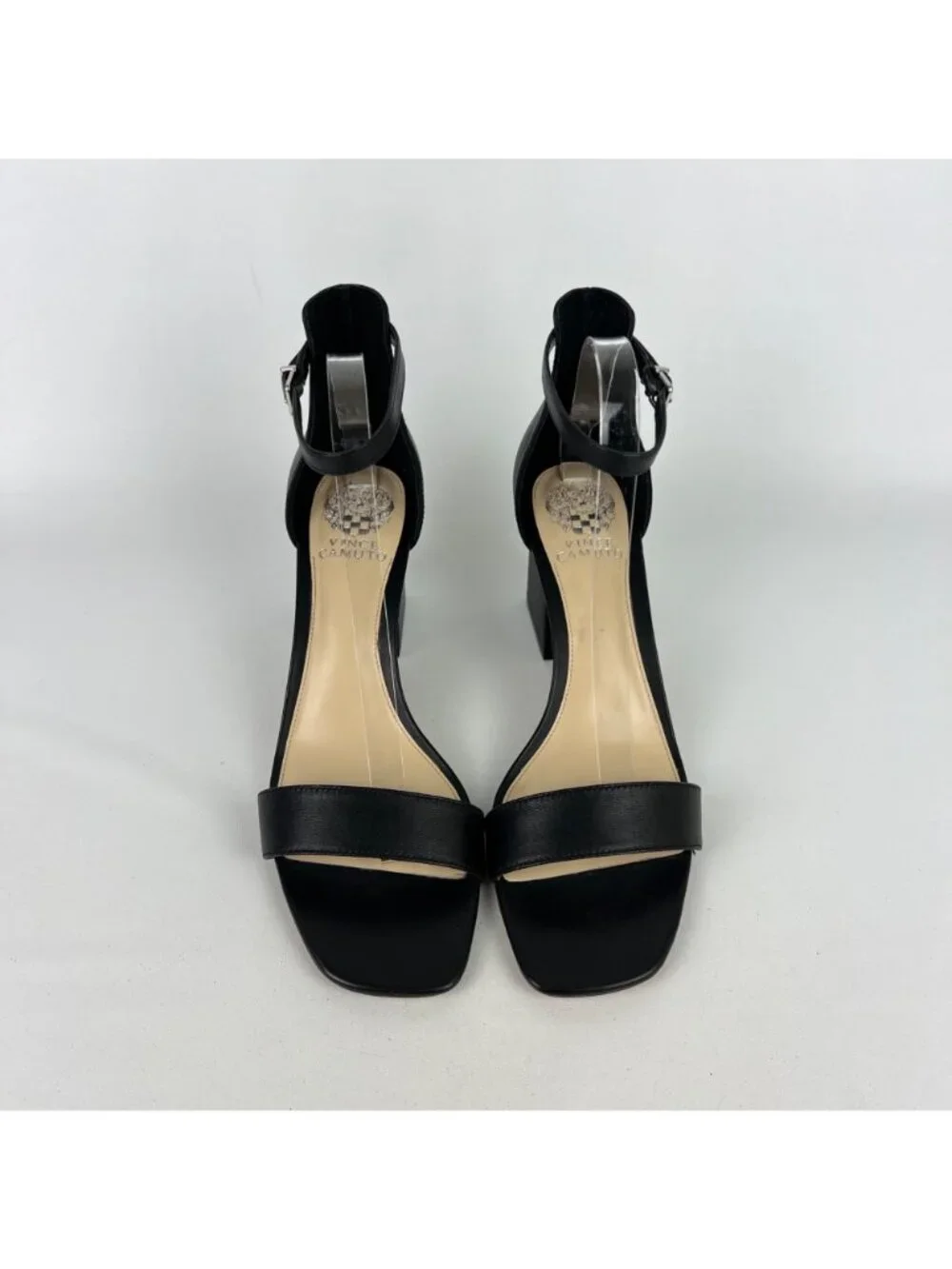 Vince Camuto Womens Margry Block Heel Sandal Black Leather Ankle Strap size 11